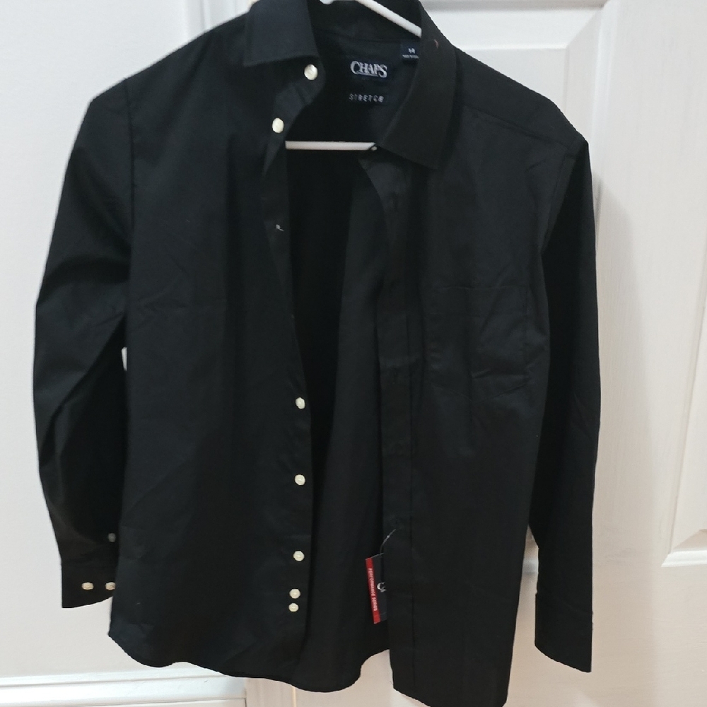 New Chaps Black Button-Up Shirt